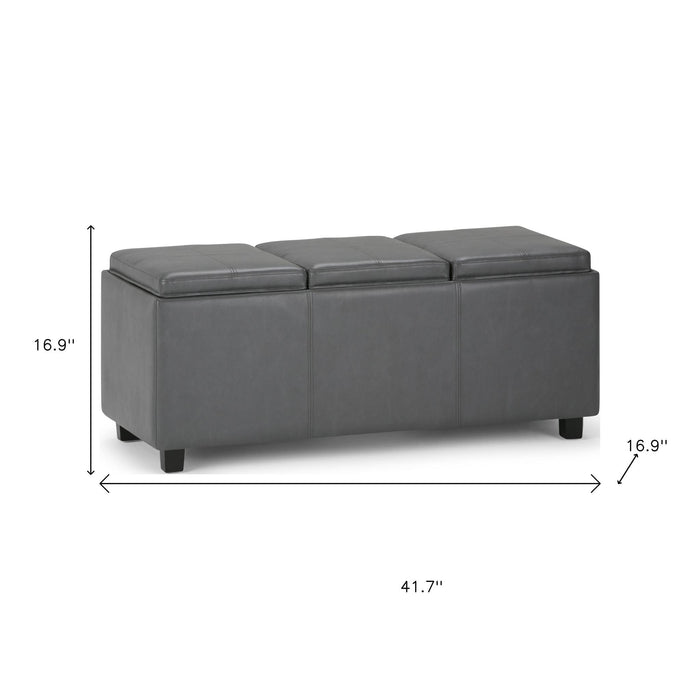 42" Stone And Dark Brown Ottoman With Storage