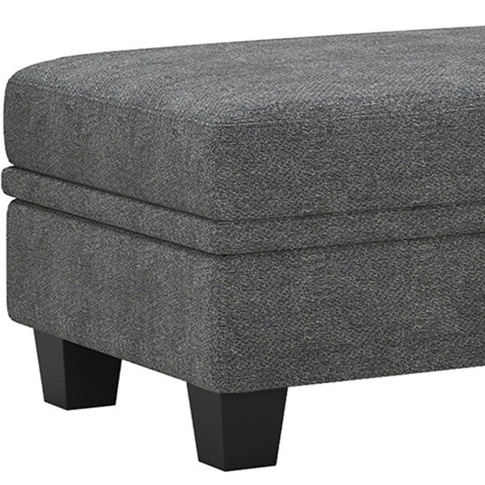 46" Light Gray And Black Chenille Ottoman With Storage