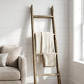 48" Black And Brown Distressed Solid Wood Four Step Ladder Shelf