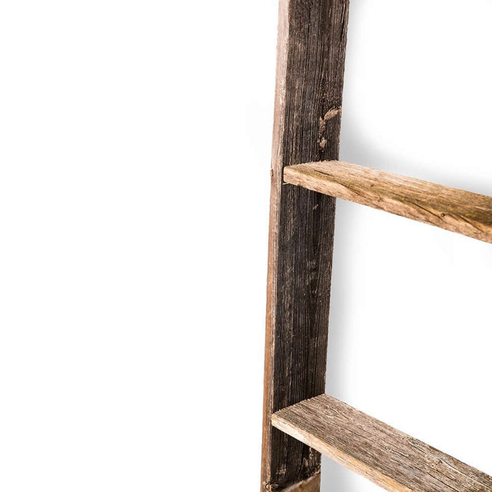 48" Black And Brown Distressed Solid Wood Four Step Ladder Shelf
