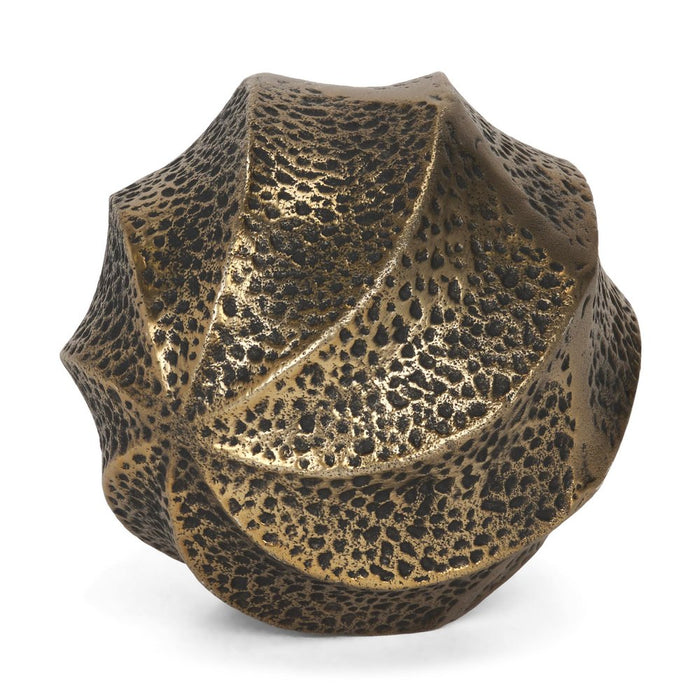 5" Antiqued Gold Metal Sphere Tabletop Sculpture