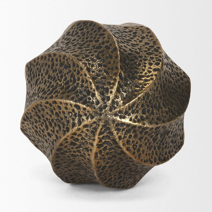5" Antiqued Gold Metal Sphere Tabletop Sculpture