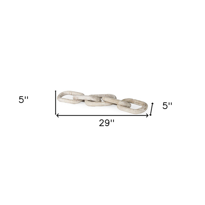 5" Beige Solid Wood Tabletop Sculpture