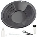 5 Piece Gold Pan Kit with 14" Gold Pan, Tweezer, Snifter Bottle, Dropper and Glass Vial (Black)