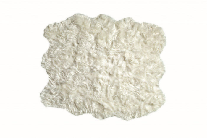 5' X 6' Off White Animal Print Shag Area Rug