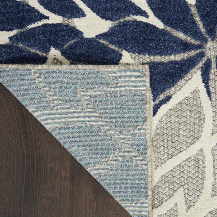 5' X 8' Ivory And Blue Floral Indoor Outdoor Area Rug