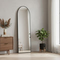 59" Black Aluminum Arch Freestanding Or Wall Mount Framed Full Length Mirror