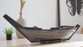 6" Dark Brown Novelty Wood Serving Tray With Handles