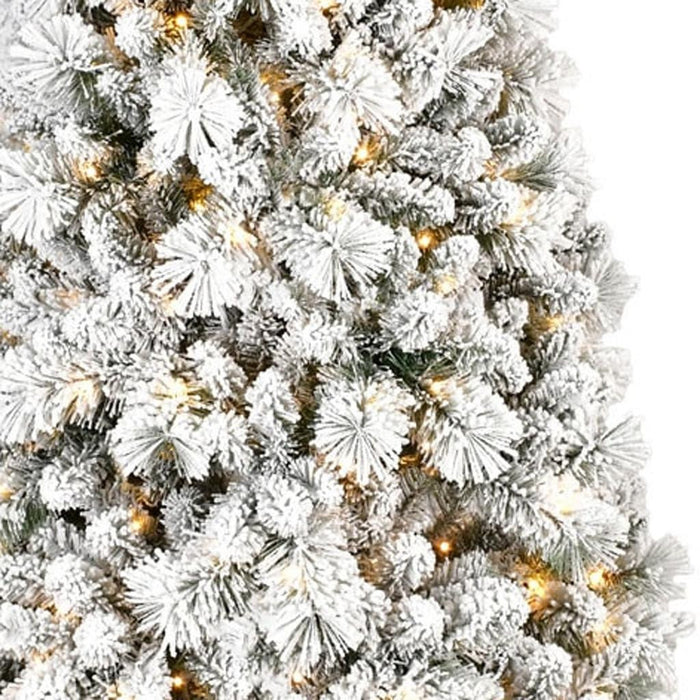 6' Pre Lit Full Flocked Fir Christmas Tree