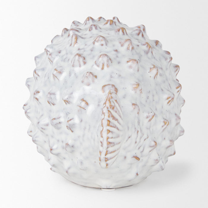 6" White Ceramic Puffer Fish Tabletop Sculpture
