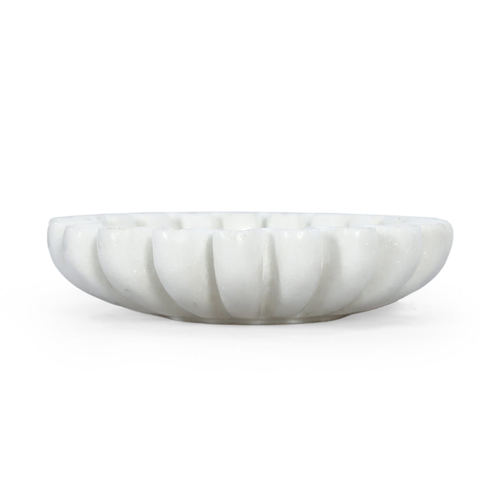 6" White Marble Handmade Scalloped Trinket Tray