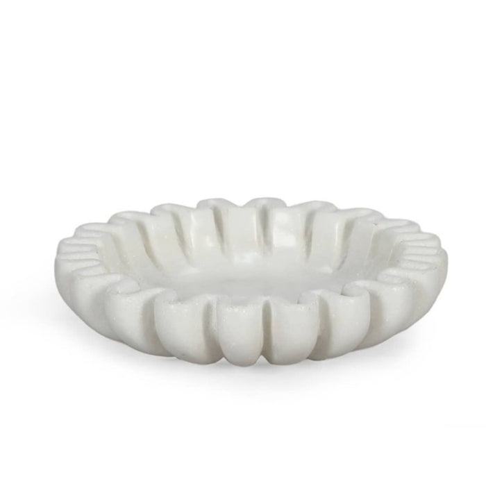 6" White Marble Handmade Scalloped Trinket Tray