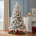 6' White Pre Lit Full Pine Christmas Tree