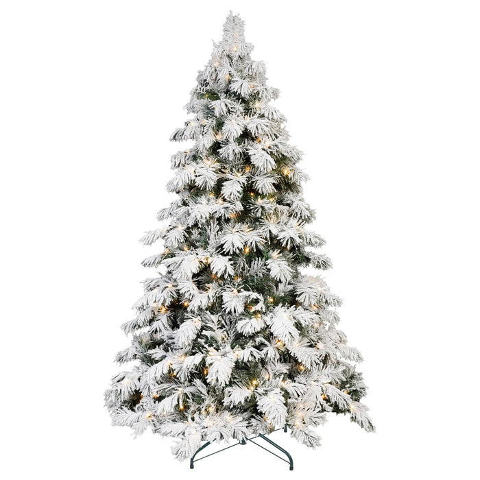 6' White Pre Lit Full Pine Christmas Tree