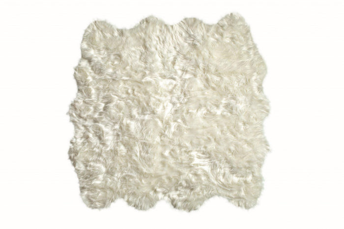 6' X 6' Off White Faux Fur Area Rug