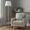 60" Nickel Metal Tray Table Floor Lamp With White Fabric Square Shade