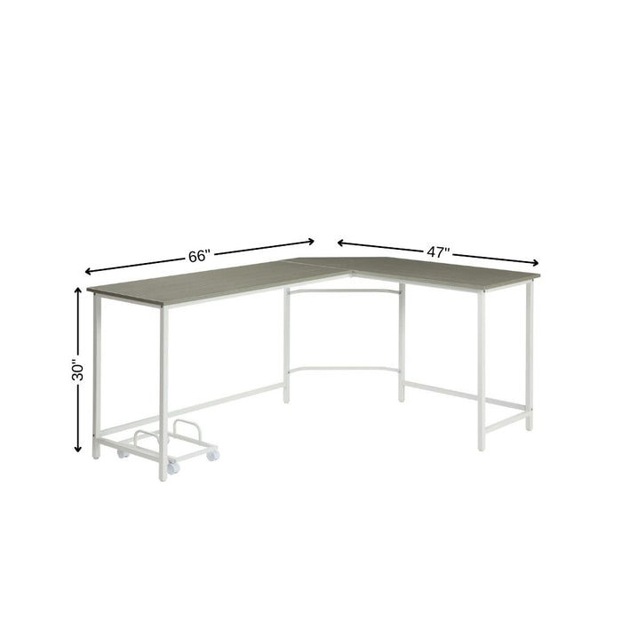 66" Gray and White L Shape Computer Desk