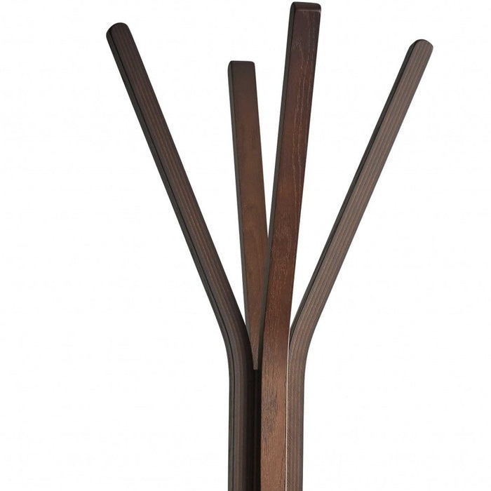 68" Brown Wood Four Hook Freestanding Coat Rack