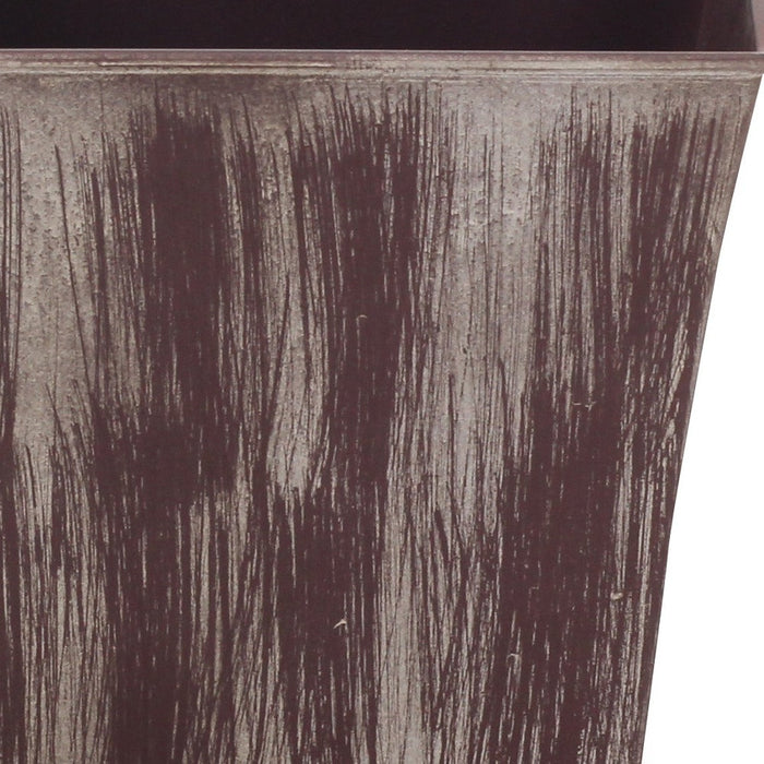 7" Brown and Ivory Textural Tone On Tone Recycled Plastic Indoor Outdoor Square Pot Planter