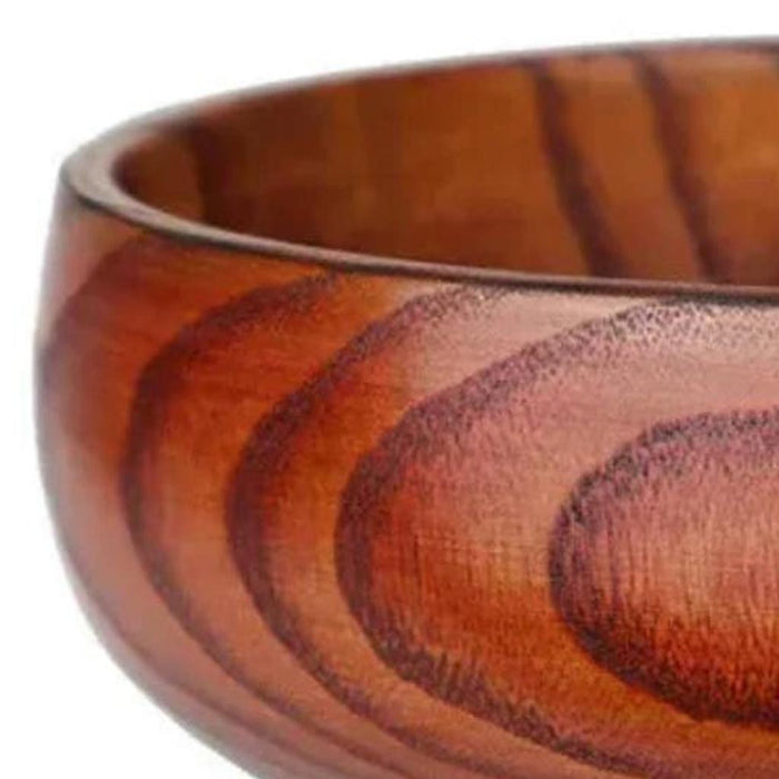 7" Brown Solid Wood Round Serving Bowl