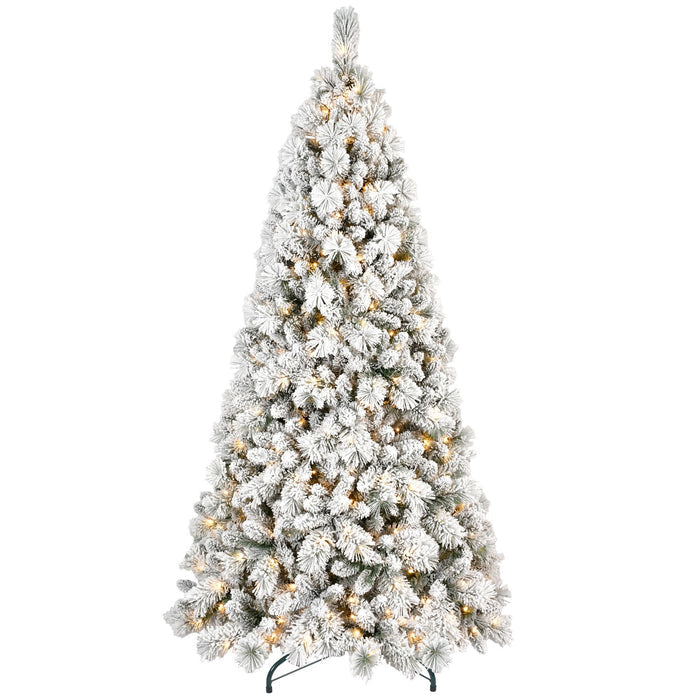 7' Pre Lit Full Flocked Pine Christmas Tree