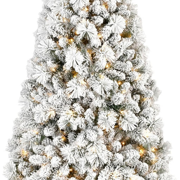 7' Pre Lit Full Flocked Pine Christmas Tree