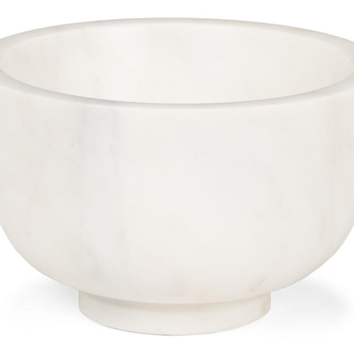 7" White Marble Round Decorative Bowl