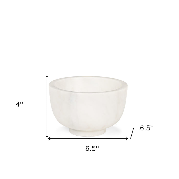 7" White Marble Round Decorative Bowl