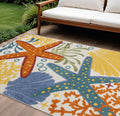 7' X 10' Yellow And Ivory Indoor Outdoor Area Rug