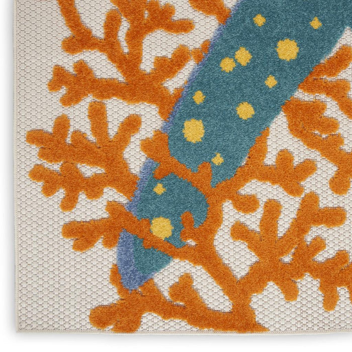 7' X 10' Yellow And Ivory Indoor Outdoor Area Rug