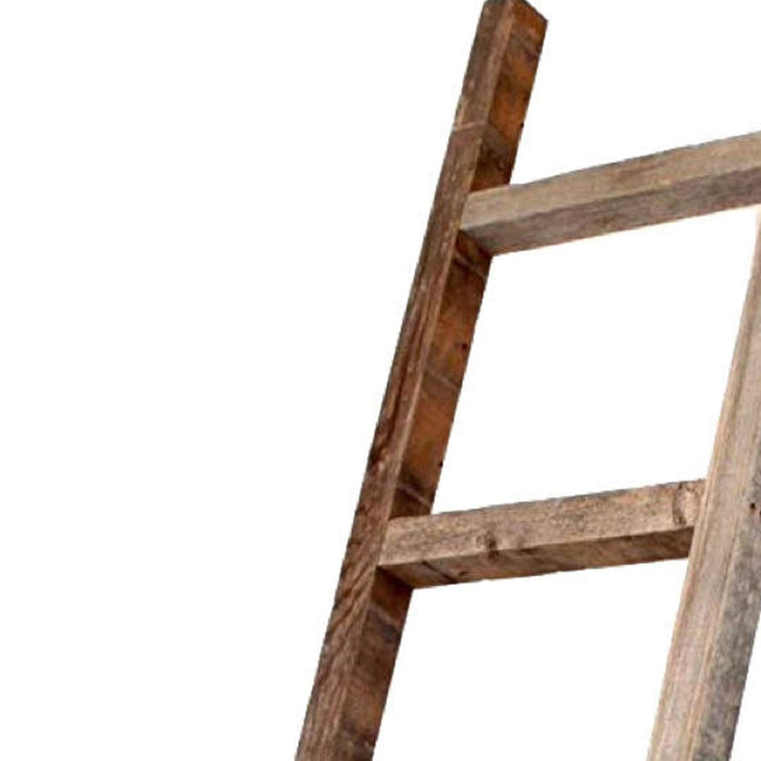 72" Gray Distressed Solid Wood Four Step Ladder Shelf