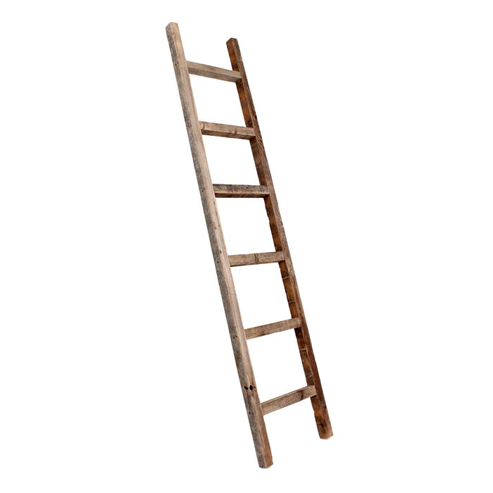 72" Gray Distressed Solid Wood Four Step Ladder Shelf