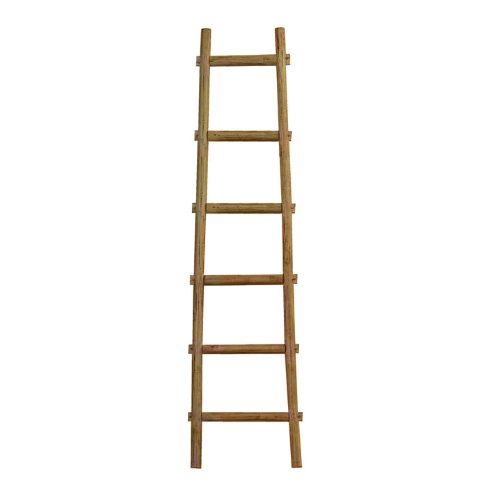72" Natural Distressed Solid Wood Six Step Ladder Shelf