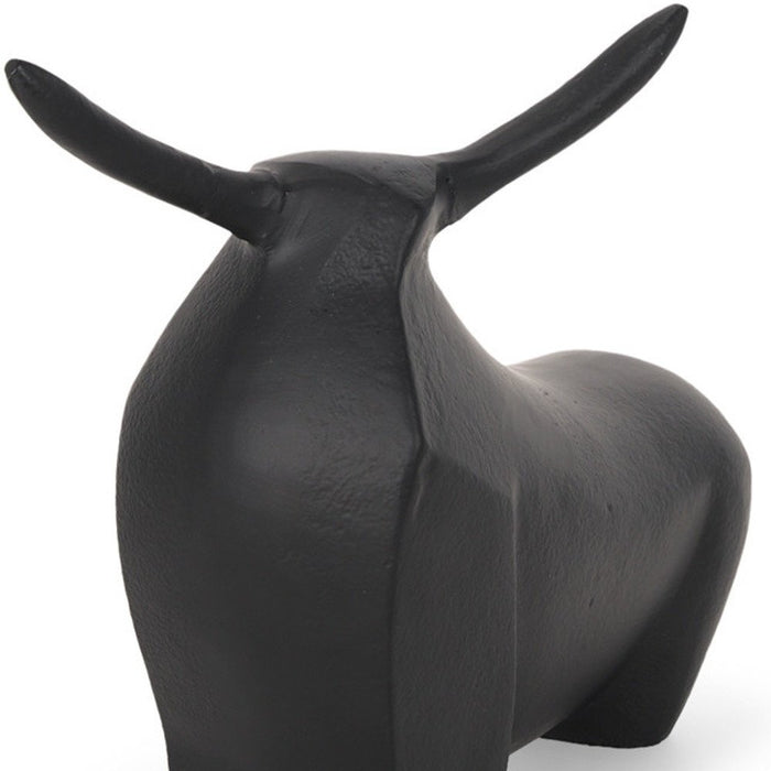 8" Black Aluminum Bull Tabletop Sculpture