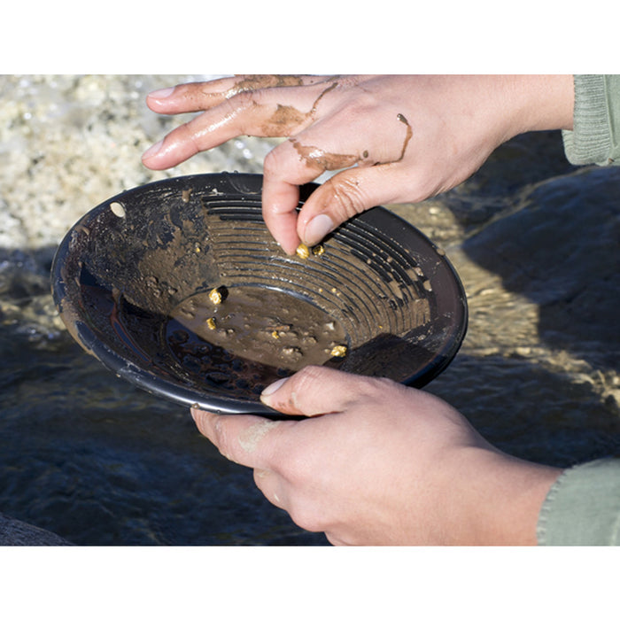 8 Black Dual Pan | Riffle Gold Pan | DetectorWarehouse