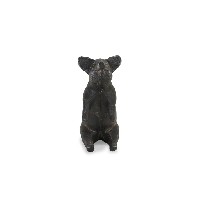 8" Black Metal Pig Hand Painted Figurine Tabletop Sculpture