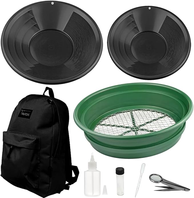 8 Piece Professional Gold Pan Kit with Backpack (Black)