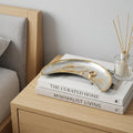8" Silver And Gold Metal Handmade Crescent Trinket Tray