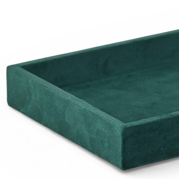 9" Green Wood And Velvet Handmade Trinket Tray