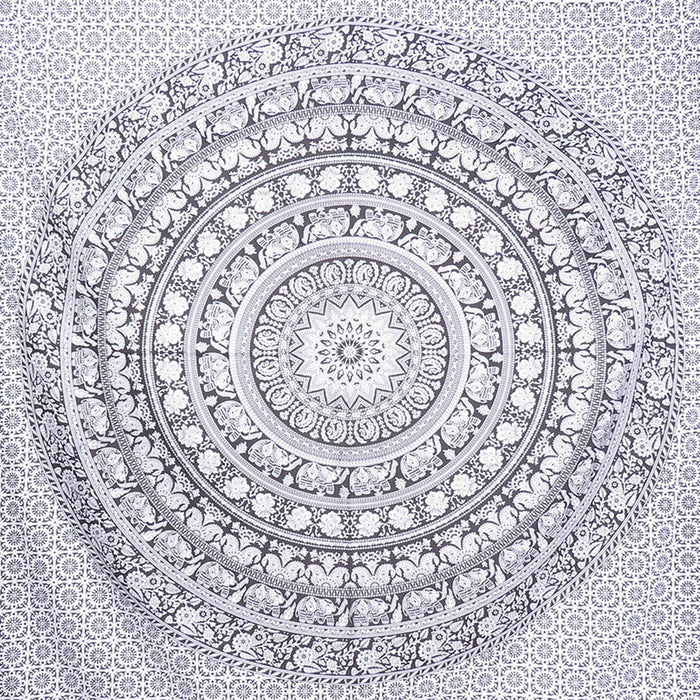 92" X 84" Black And White Mandala Cotton Hanging Tapestry