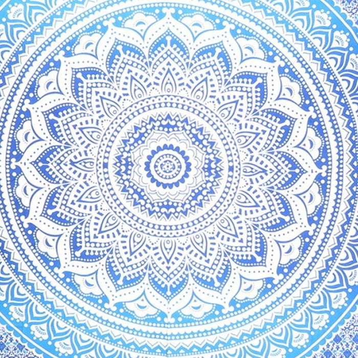 92" X 84" Blue And White Mandala Cotton Hanging Tapestry
