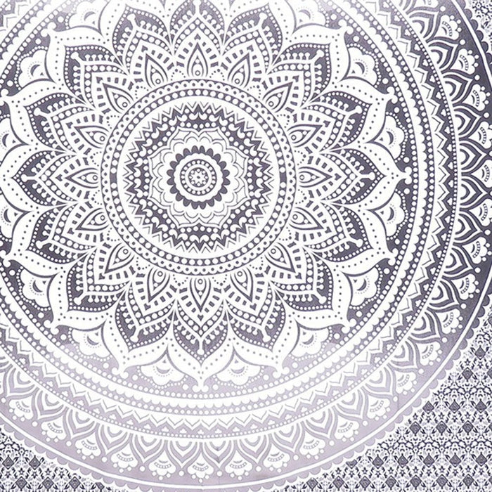 92" X 84" Gray And White Mandala Cotton Hanging Tapestry