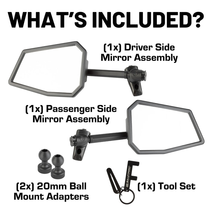 A-Pillar Doors Off Side Mirrors for 2018-2023 Jeep Wrangler JL & 2020-2023 Jeep Gladiator - Pair of 2