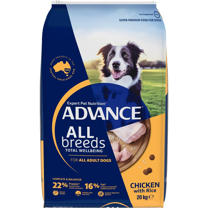 Advance All Breed Chicken and Rice Adult Dog Dry Food 20kg-Habitat Pet Supplies