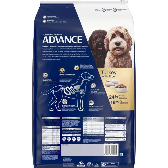 Advance Turkey and Rice Large Oodles Adult Dog Dry Food 2.5kg