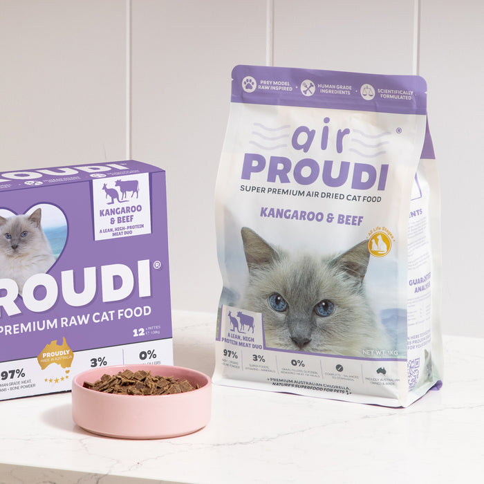 AirProudi Air Dried Cat Food Kangaroo and Beef 1kg