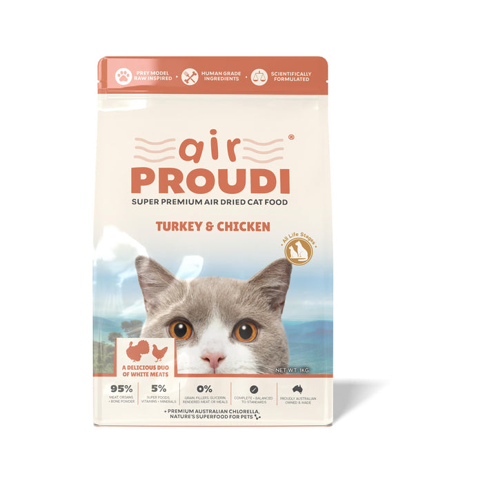 AirProudi Air Dried Cat Food Turkey and Chicken 1kg-Habitat Pet Supplies
