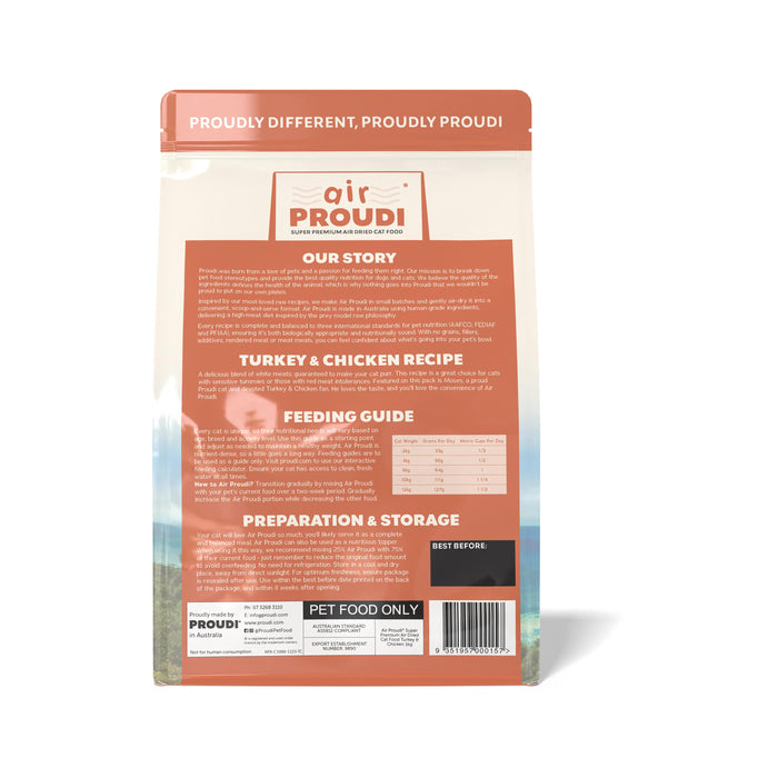 AirProudi Air Dried Cat Food Turkey and Chicken 1kg