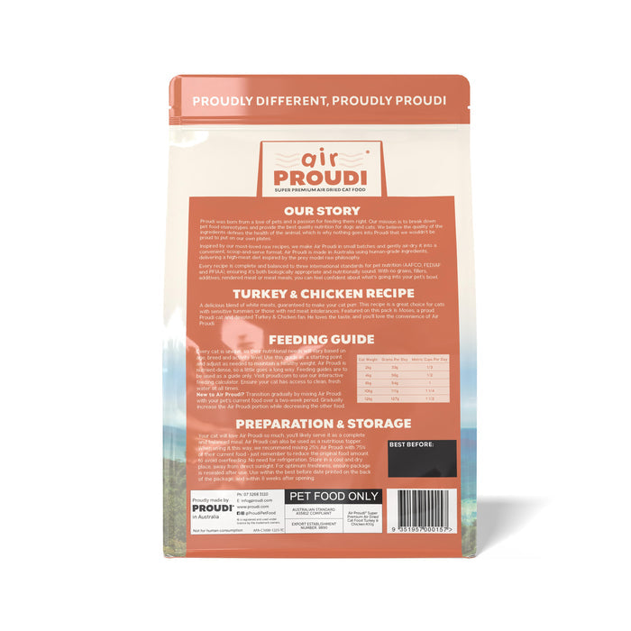 AirProudi Air Dried Cat Food Turkey and Chicken 400g