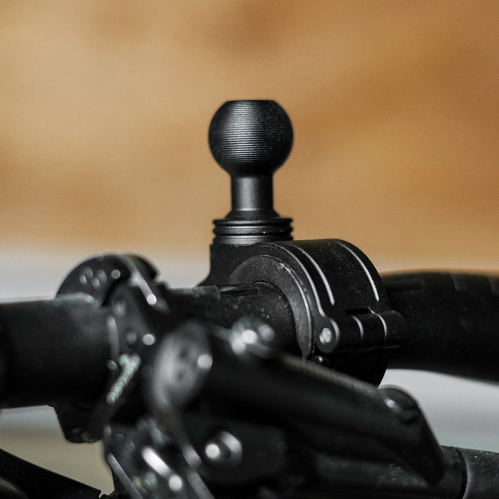 Aluminum Bike Clamp Mount with 20mm Ball – Fits Various Bar Sizes with included Bushings